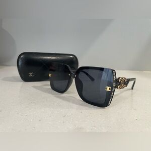 CHANEL Sunglasses in Black w/ Gold Details